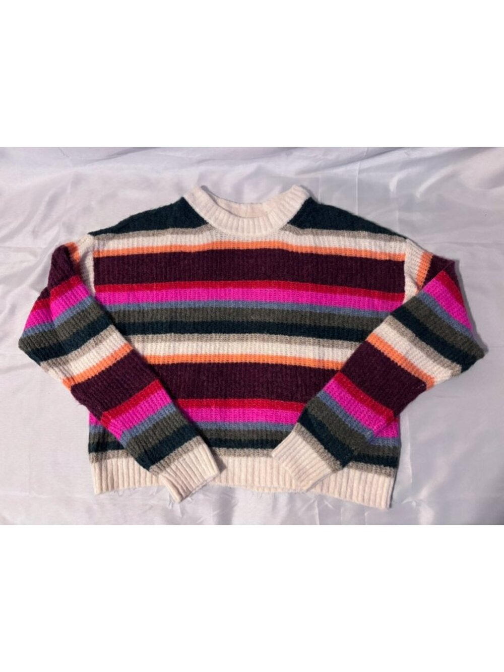 American Eagle Multicolor Striped Chunky Knit Sweater Women's Small